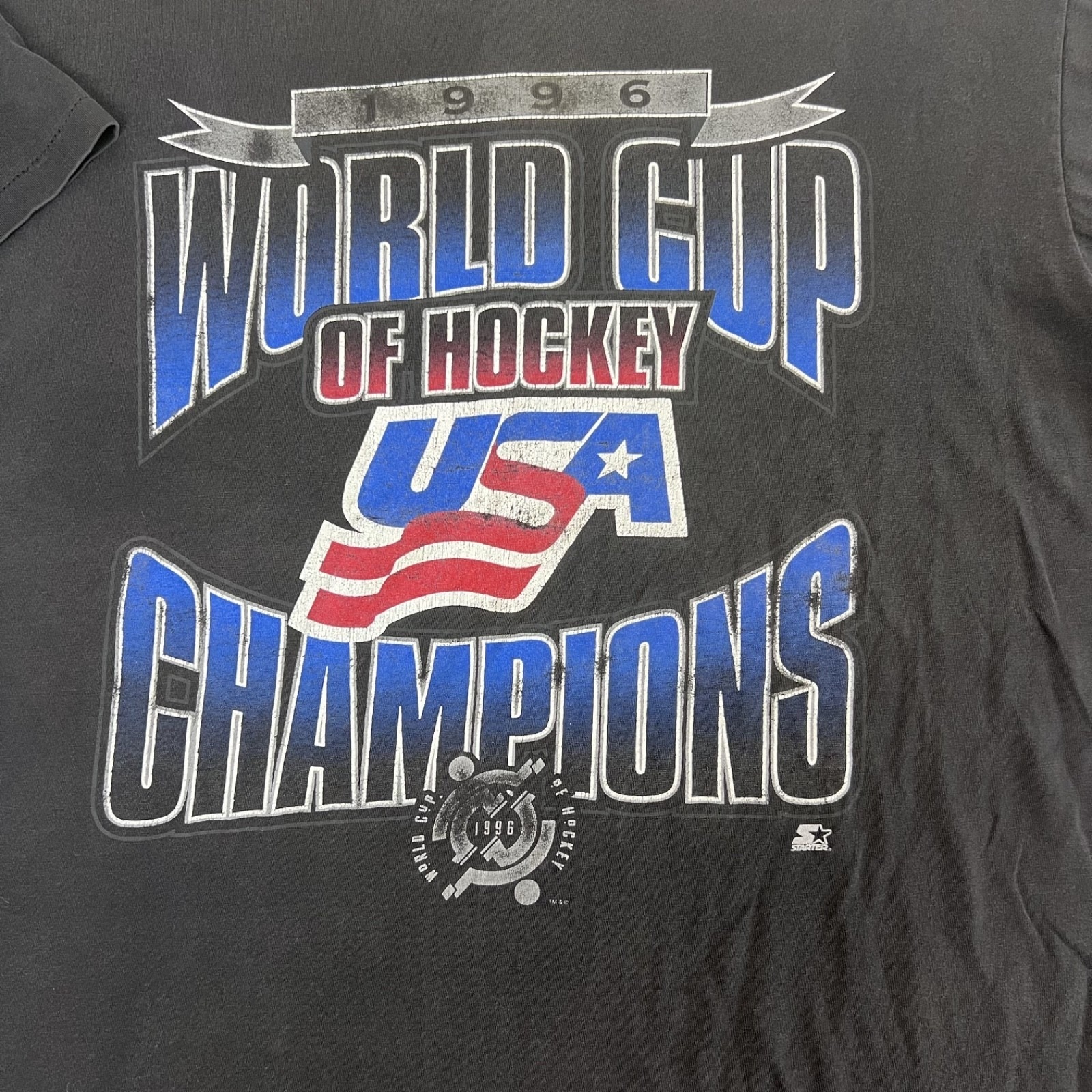 Vintage Starter Usa Hockey Shirt Mens Large Black World Cup Champions Nhl
